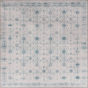 Washable Ivory 7' 6 x 7' 6 Timeless Square Area Rug Easy to Clean Stain Resistant & Durable Traditional Classic Vintage Design Carpet for Sale at Rug Engine