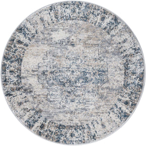 Gray 4' 1 x 4' 1 Portland Round Area Rug 85% Polypropylene & 15% Polyester Vintage Distressed Traditional Carpet for Home Decor for Sale at Rug Engine