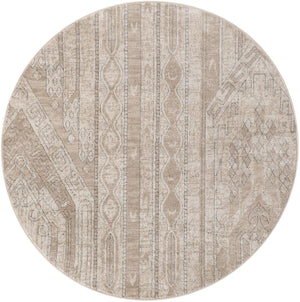 Ivory 6' 1 x 6' 1 Portland Round Area Rug 85% Polypropylene & 15% Polyester Vintage Distressed Traditional Carpet for Home Decor for Sale at Rug Engine