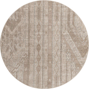 Ivory 7' 10 x 7' 10 Portland Round Area Rug 85% Polypropylene & 15% Polyester Vintage Distressed Traditional Carpet for Home Decor for Sale at Rug Engine