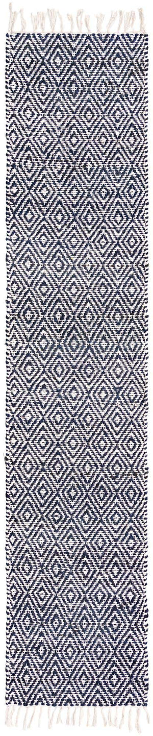 White Navy 2' 2 x 10' Braided Jute Runner Rug