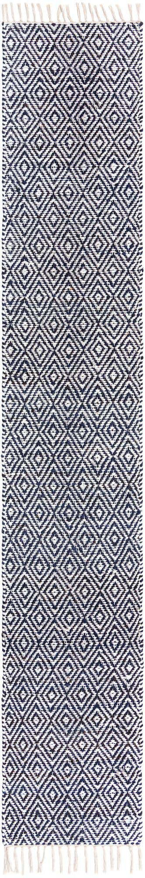 White Navy 2' 2 x 12' Braided Jute Runner Rug