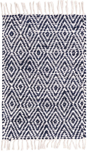 White Navy 2' x 3' 1 Braided Jute Rectangle Rug