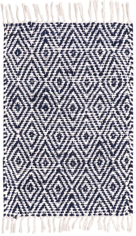 White Navy 2' x 3' 1 Braided Jute Rectangle Rug