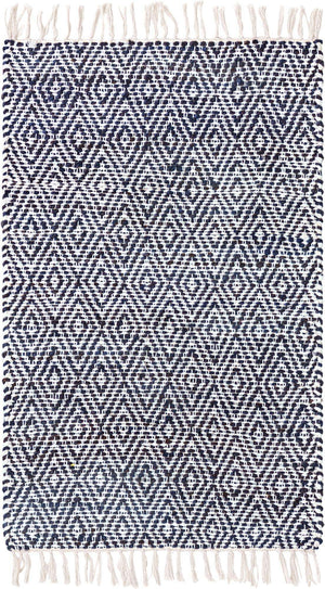 White Navy 3' 1 x 5' 1 Braided Jute Rectangle Rug