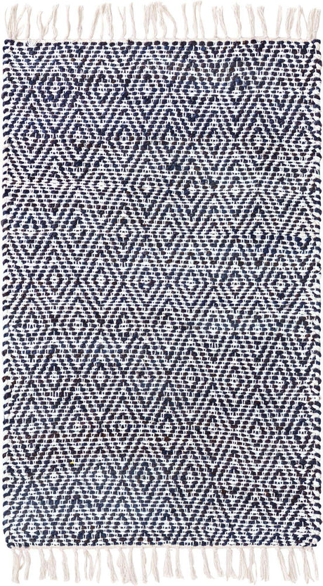 White Navy 3' 1 x 5' 1 Braided Jute Rectangle Rug