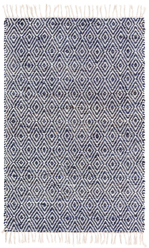 White Navy 4' 1 x 6' 1 Braided Jute Rectangle Rug