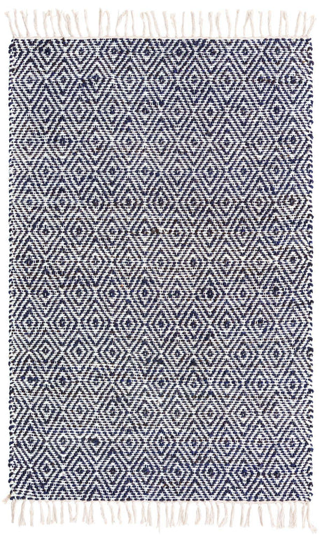 White Navy 4' 1 x 6' 1 Braided Jute Rectangle Rug