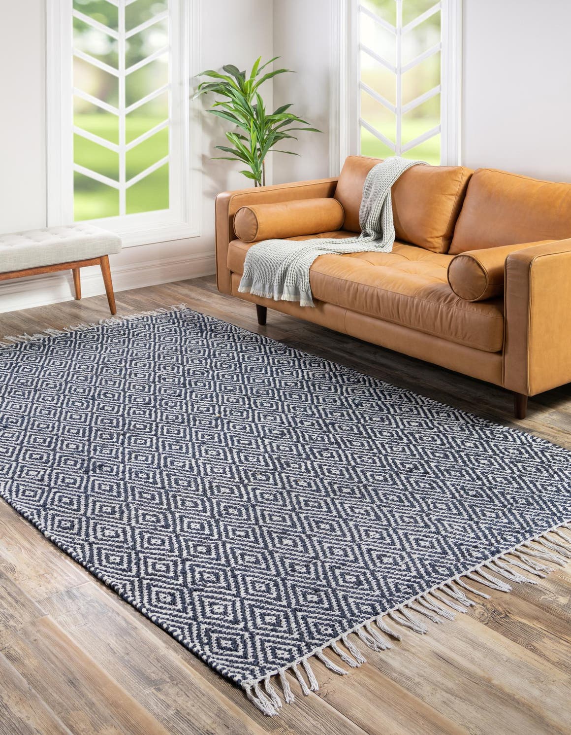 White Navy 12' x 15' 11 Braided Jute Rectangle Area Rug 100% Jute Hand Braided Natural Eco-Friendly Boho Style Carpet for Living Rooms Dining Office Space Dorms for Sale at Rug Engine