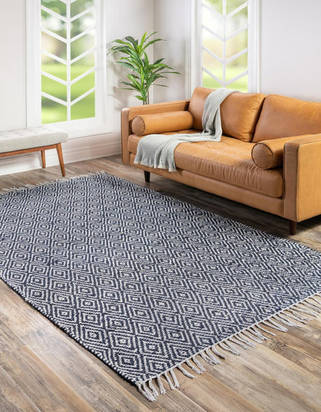 White Navy 12' x 16' Braided Jute Rectangle Rug