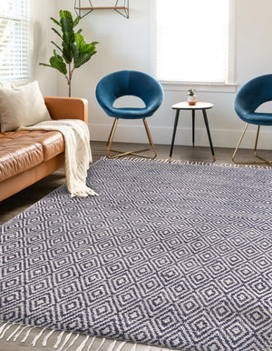 White Navy 2' x 3' 1 Braided Jute Rectangle Rug