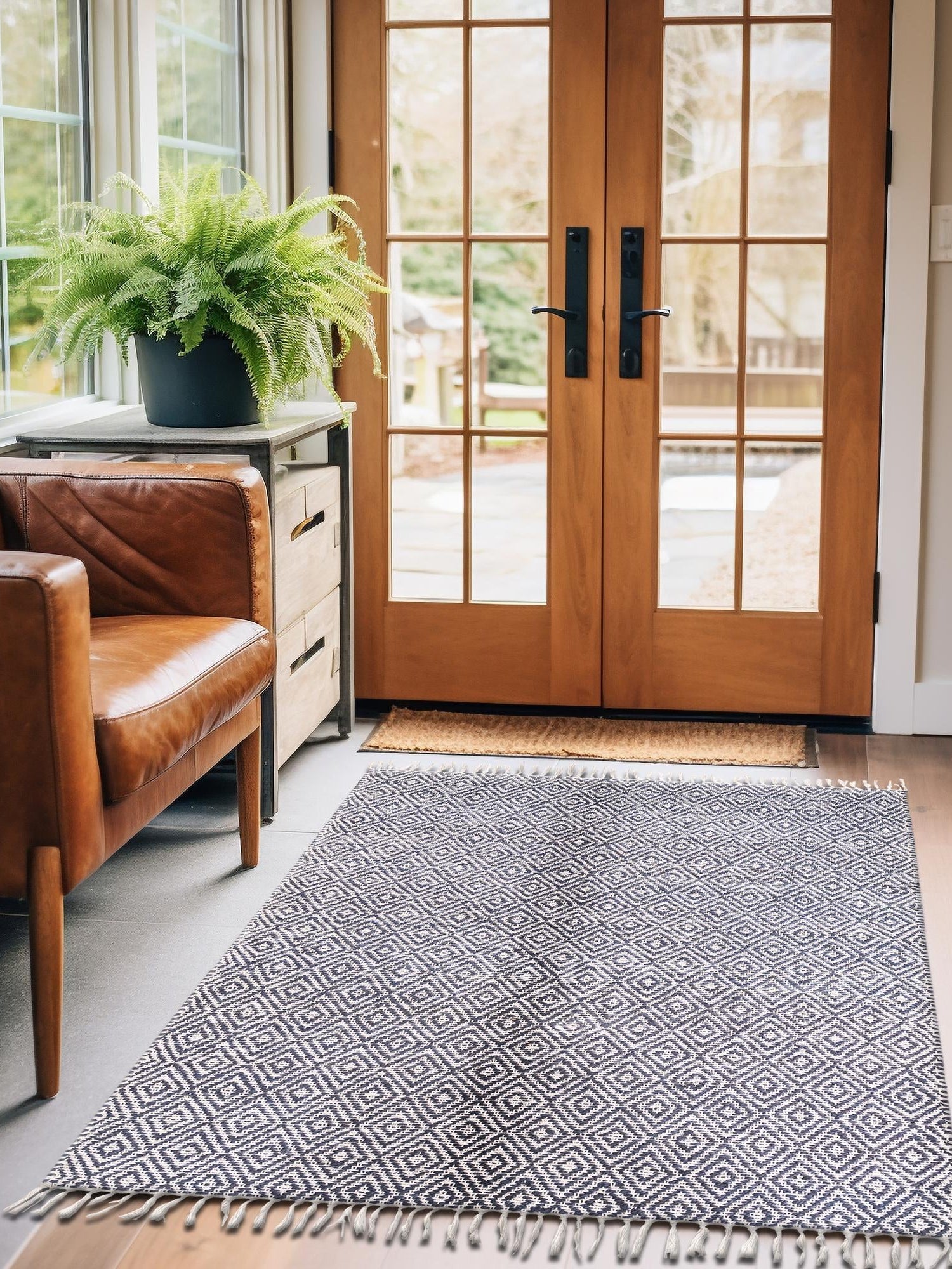 White Navy 6' 1 x 9' Braided Jute Rectangle Area Rug 100% Jute Hand Braided Natural Eco-Friendly Boho Style Carpet for Living Rooms Dining Office Space Dorms for Sale at Rug Engine