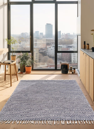 White Navy 2' x 3' 1 Braided Jute Rectangle Rug