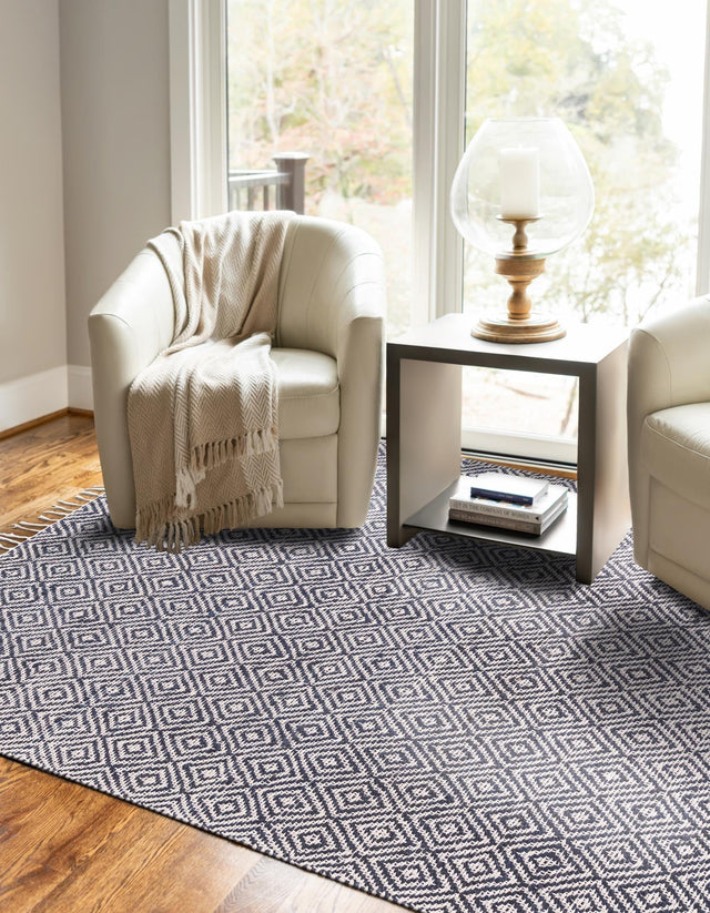 White Navy 2' x 3' 1 Braided Jute Rectangle Rug