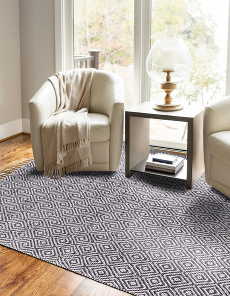 White Navy 4' 1 x 6' 1 Braided Jute Rectangle Area Rug 100% Jute Hand Braided Natural Eco-Friendly Boho Style Carpet for Living Rooms Dining Office Space Dorms for Sale at Rug Engine