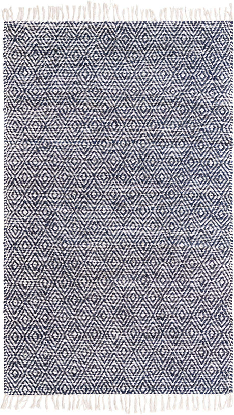 White Navy 5' 1 x 8' Braided Jute Rectangle Rug