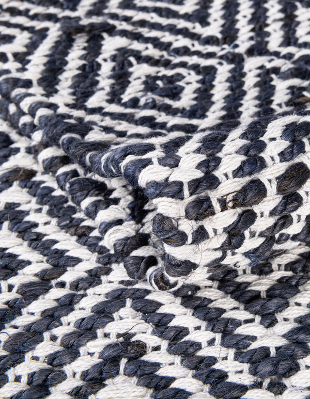 White Navy 2' 2 x 10' Braided Jute Runner Rug