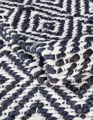 White Navy 2' 2 x 6' 1 Braided Jute Runner Rug