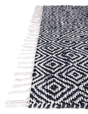White Navy 2' 2 x 6' 1 Braided Jute Runner Rug