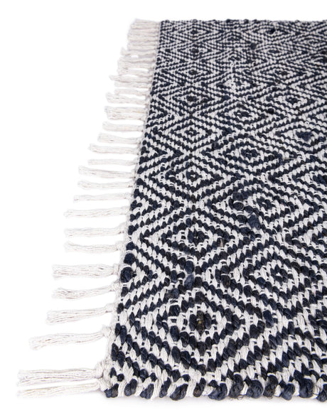 White Navy 2' 2 x 6' 1 Braided Jute Runner Area Rug 100% Jute Hand Braided Natural Eco-Friendly Boho Style Carpet for Living Rooms Dining Office Space Dorms for Sale at Rug Engine