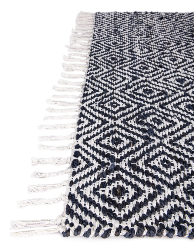 White Navy 2' 2 x 6' 1 Braided Jute Runner Rug