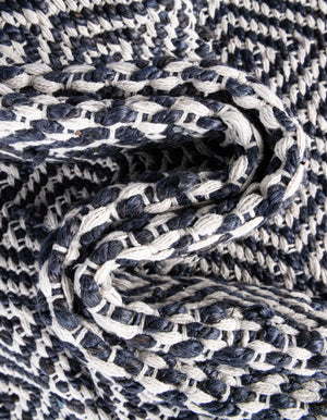 White Navy 2' 2 x 10' Braided Jute Runner Rug