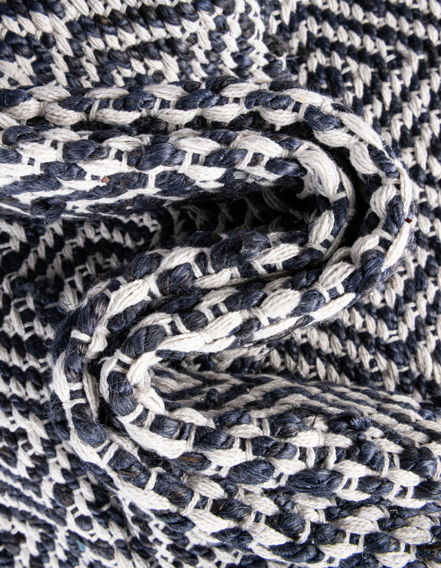 White Navy 2' 2 x 10' Braided Jute Runner Rug