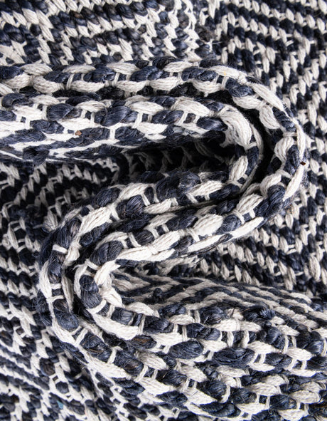 White Navy 2' 2 x 8' Braided Jute Runner Area Rug 100% Jute Hand Braided Natural Eco-Friendly Boho Style Carpet for Living Rooms Dining Office Space Dorms for Sale at Rug Engine