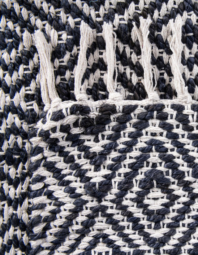 White Navy 2' 2 x 6' 1 Braided Jute Runner Rug