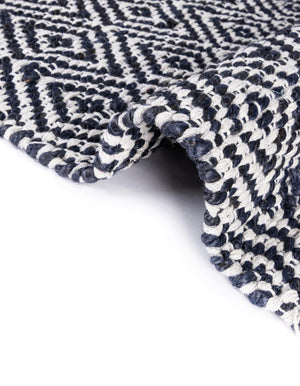 White Navy 2' 2 x 12' Braided Jute Runner Rug