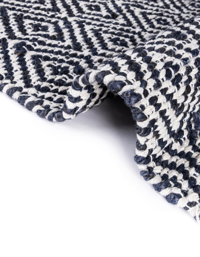 White Navy 2' 2 x 12' Braided Jute Runner Rug