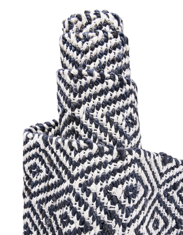 White Navy 2' 2 x 6' 1 Braided Jute Runner Rug
