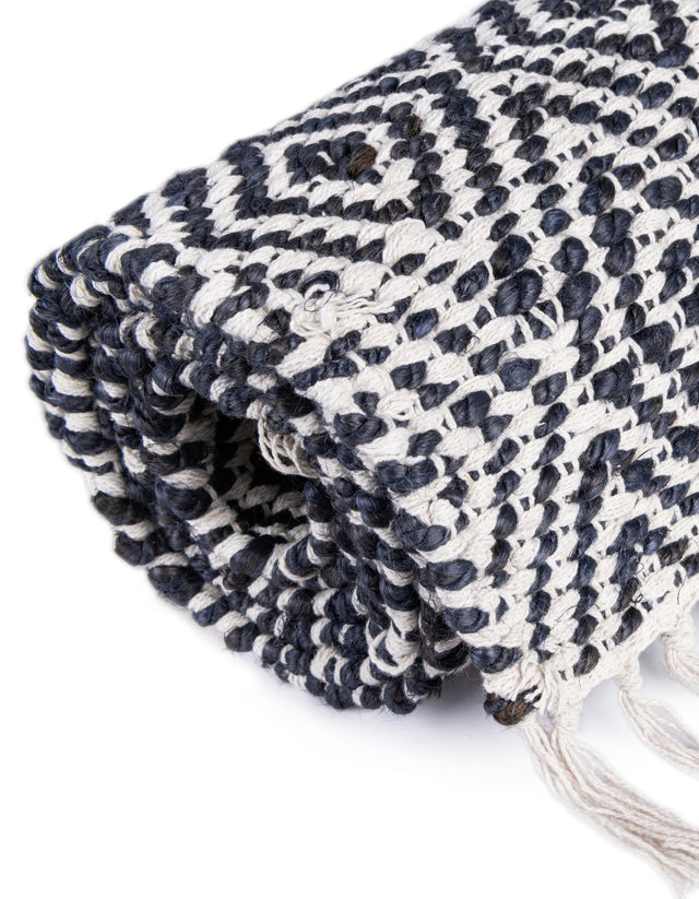 White Navy 2' 2 x 12' Braided Jute Runner Rug