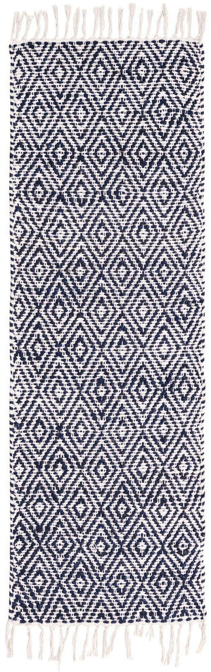 White Navy 2' 2 x 6' 1 Braided Jute Runner Rug