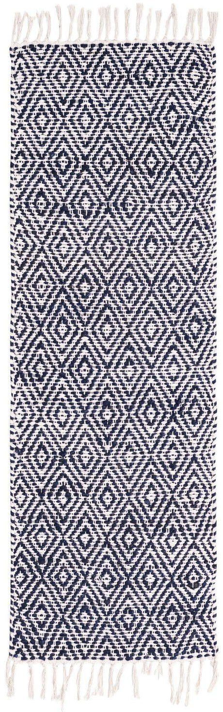 White Navy 2' 2 x 6' 1 Braided Jute Runner Rug