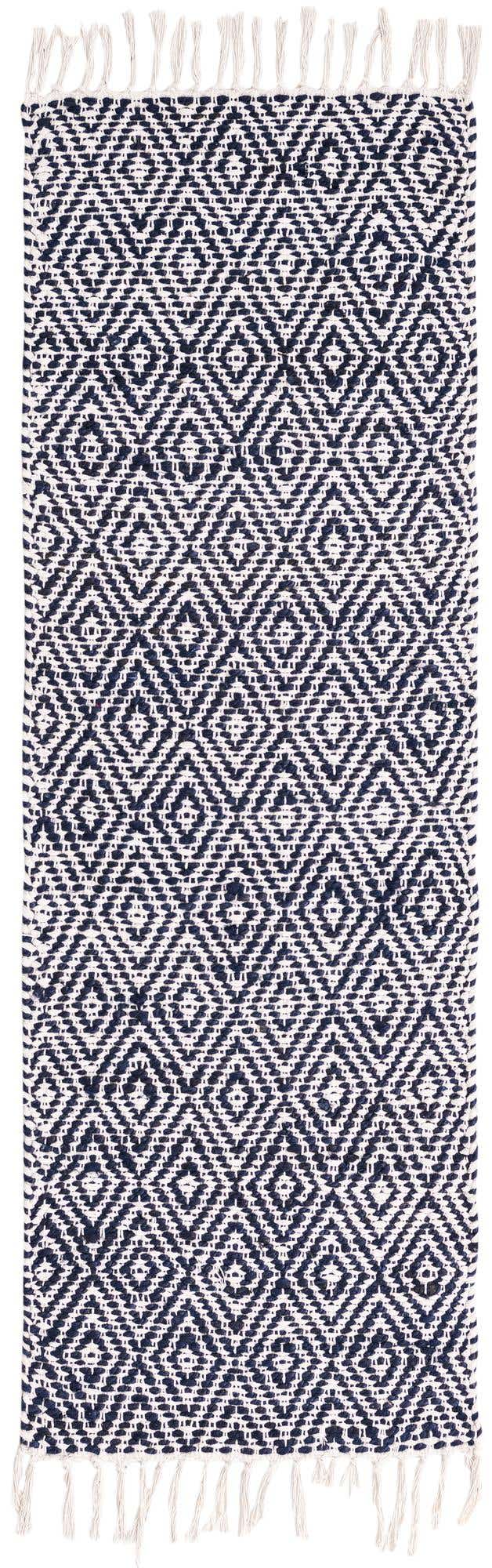 White Navy 2' 2 x 6' 1 Braided Jute Runner Rug