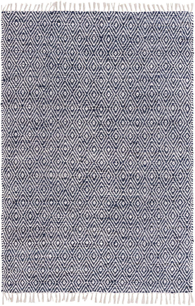 White Navy 6' 1 x 9' Braided Jute Rectangle Rug