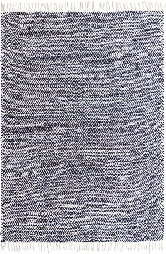 White Navy 7' 1 x 10' Braided Jute Rectangle Rug