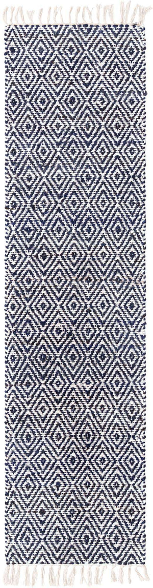 White Navy 2' 2 x 8' Braided Jute Runner Rug