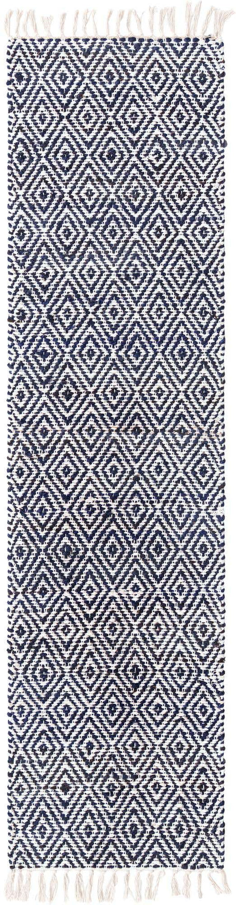 White Navy 2' 2 x 8' Braided Jute Runner Rug