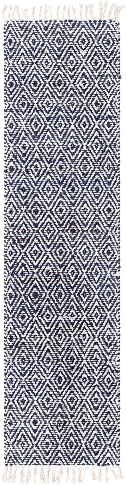 White Navy 2' 2 x 8' Braided Jute Runner Rug