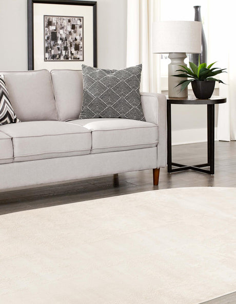 Ivory 5' 3 x 8' Finsbury Oval Area Rug 60% Polypropylene & 40% Polyester Contemporary Carpet for Living Rooms, Dining, Offices for Sale at Rug Engine