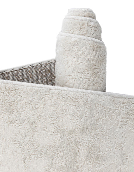 Ivory 7' 10 x 10' Finsbury Oval Area Rug 60% Polypropylene & 40% Polyester Contemporary Carpet for Living Rooms, Dining, Offices for Sale at Rug Engine