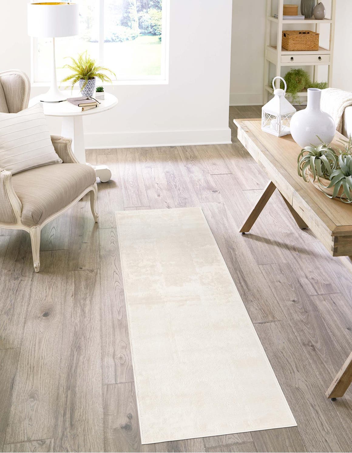 Ivory 2' x 8' Finsbury Runner Area Rug 60% Polypropylene & 40% Polyester Contemporary Carpet for Living Rooms, Dining, Offices for Sale at Rug Engine