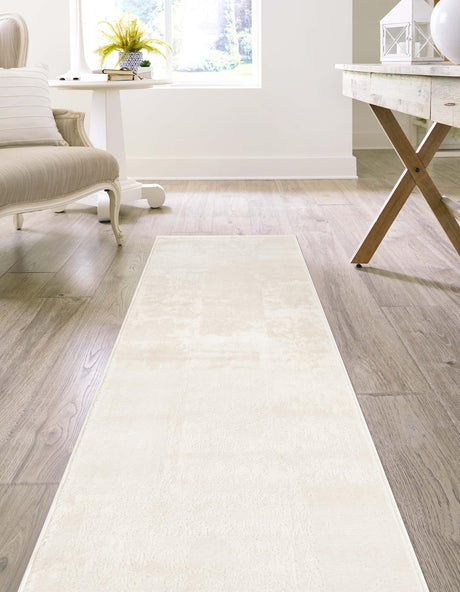 Ivory 2' x 8' Finsbury Runner Area Rug 60% Polypropylene & 40% Polyester Contemporary Carpet for Living Rooms, Dining, Offices for Sale at Rug Engine