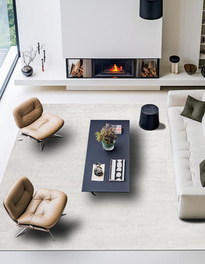 Ivory 7' 10 x 7' 10 Finsbury Square Area Rug 60% Polypropylene & 40% Polyester Contemporary Carpet for Living Rooms, Dining, Offices for Sale at Rug Engine