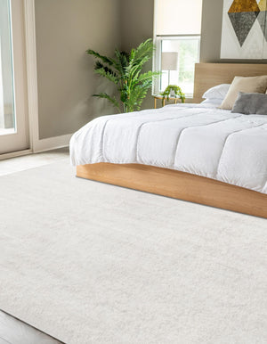 Ivory 7' 10 x 7' 10 Finsbury Square Area Rug 60% Polypropylene & 40% Polyester Contemporary Carpet for Living Rooms, Dining, Offices for Sale at Rug Engine