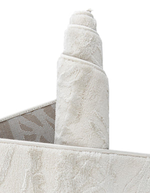Ivory 7' 10 x 10' Finsbury Oval Area Rug 60% Polypropylene & 40% Polyester Contemporary Carpet for Living Rooms, Dining, Offices for Sale at Rug Engine