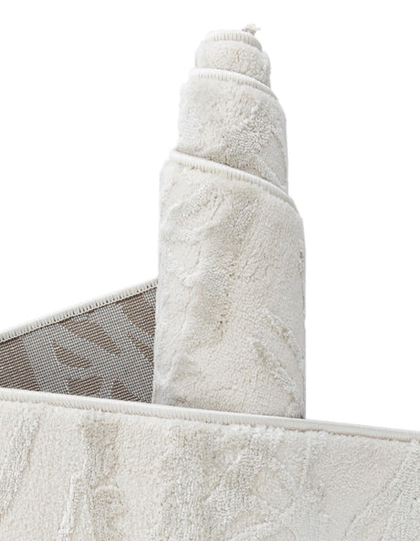 Ivory 7' 10 x 10' Finsbury Oval Area Rug 60% Polypropylene & 40% Polyester Contemporary Carpet for Living Rooms, Dining, Offices for Sale at Rug Engine