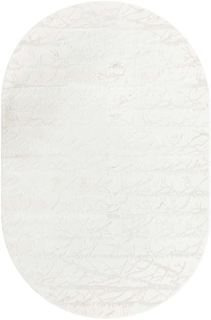 Ivory 5' 3 x 8' Finsbury Oval Area Rug 60% Polypropylene & 40% Polyester Contemporary Carpet for Living Rooms, Dining, Offices for Sale at Rug Engine